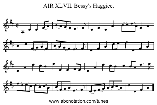 AIR XLVII. Bessy's Haggice. - staff notation