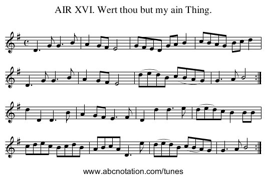 AIR XVI. Wert thou but my ain Thing. - staff notation