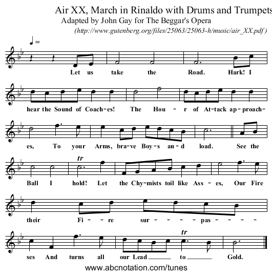 Air XX, March in Rinaldo with Drums and Trumpets  - staff notation