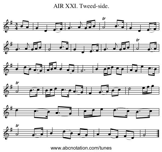 AIR XXI. Tweed-side. - staff notation