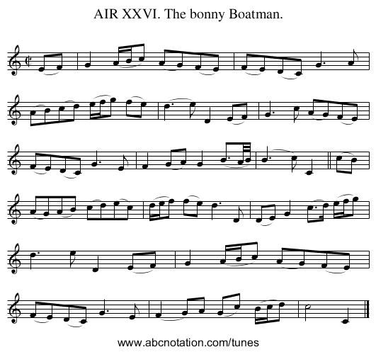 AIR XXVI. The bonny Boatman. - staff notation