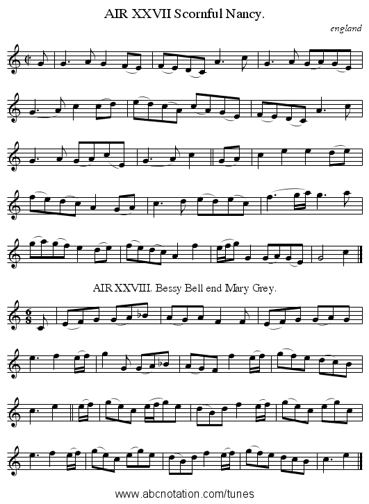 AIR XXVII Scornful Nancy. - staff notation