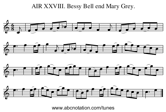 AIR XXVIII. Bessy Bell end Mary Grey. - staff notation