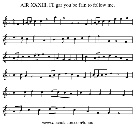 AIR XXXIII. I'll gar you be fain to follow me. - staff notation