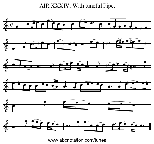 AIR XXXIV. With tuneful Pipe. - staff notation