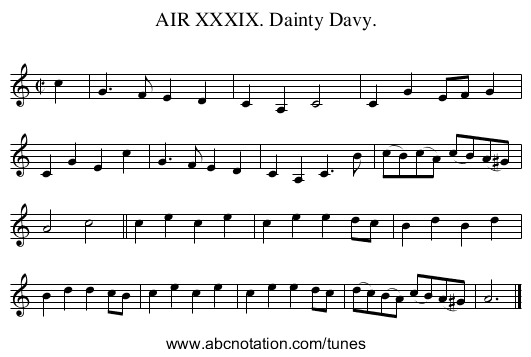 AIR XXXIX. Dainty Davy. - staff notation