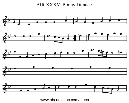 AIR XXXV. Bonny Dundee. - staff notation