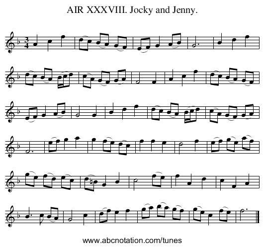 AIR XXXVIII. Jocky and Jenny. - staff notation