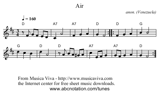 Air - staff notation