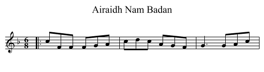 Airaidh Nam Badan - staff notation