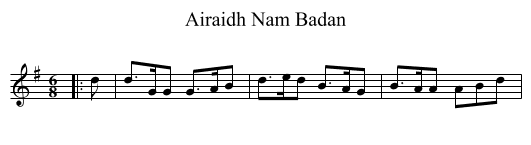 Airaidh Nam Badan - staff notation