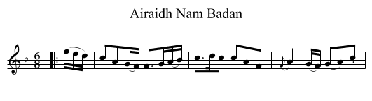Airaidh Nam Badan - staff notation