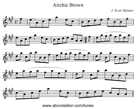 Airchie Brown - staff notation