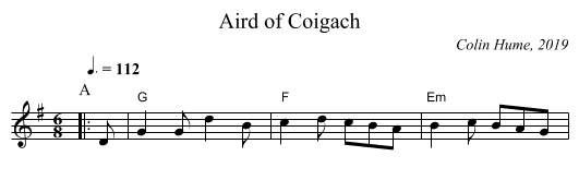 Aird of Coigach - staff notation