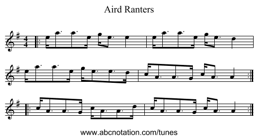 Aird Ranters - staff notation