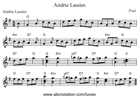 Airdrie Lassies - staff notation