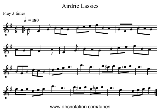 Airdrie Lassies - staff notation