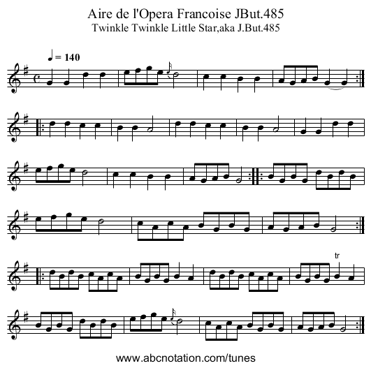 Aire de l'Opera Francoise JBut.485 - staff notation