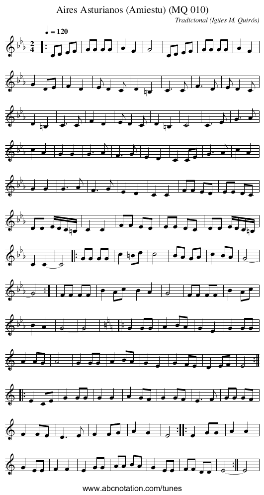Aires Asturianos (Amiestu) (MQ 010) - staff notation