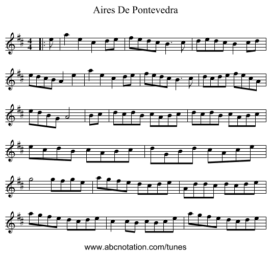 Aires De Pontevedra - staff notation