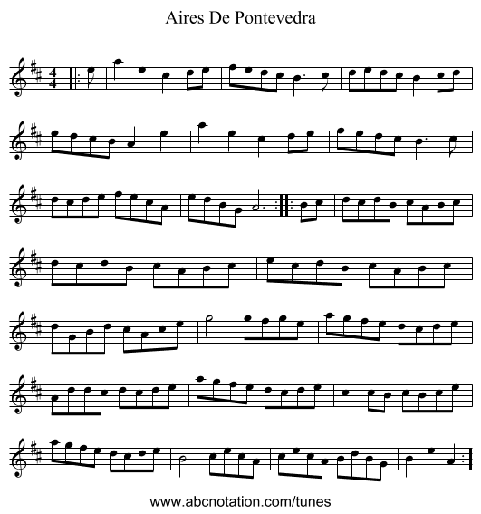 Aires De Pontevedra - staff notation