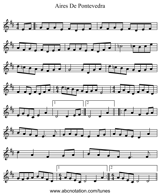 Aires De Pontevedra - staff notation