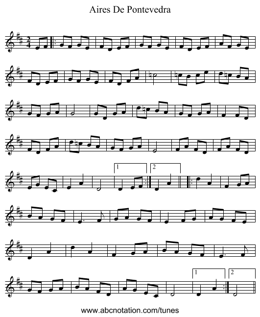 Aires De Pontevedra - staff notation