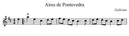 Aires de Pontevedra - staff notation