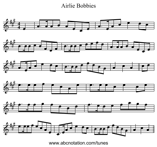 Airlie Bobbies - staff notation