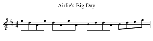 Airlie's Big Day - staff notation