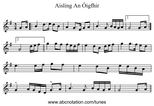 Aisling An Óigfhir - staff notation