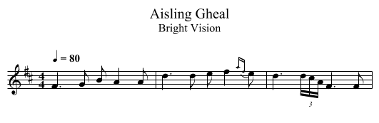 Aisling Gheal - staff notation