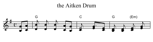 Aitken Drum, the  - staff notation