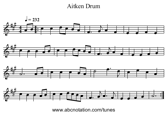 Aitken Drum - staff notation