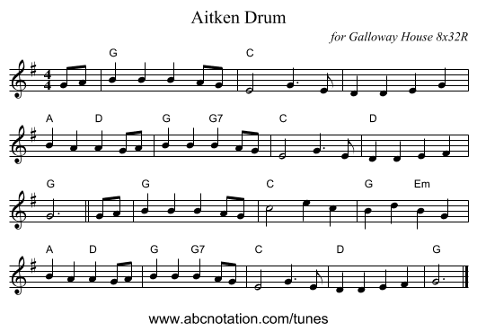 Aitken Drum - staff notation