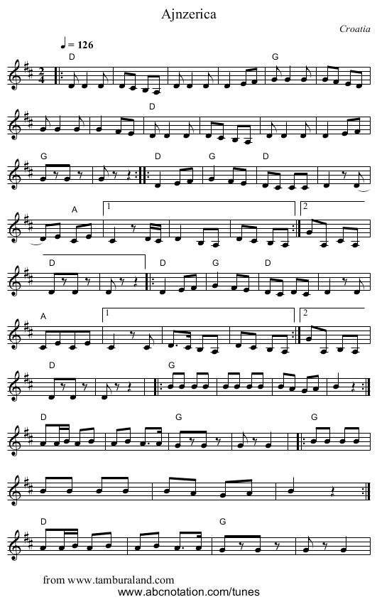 Ajnzerica - staff notation