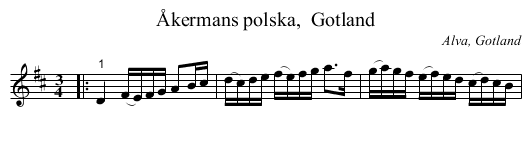 Åkermans polska,  Gotland - staff notation