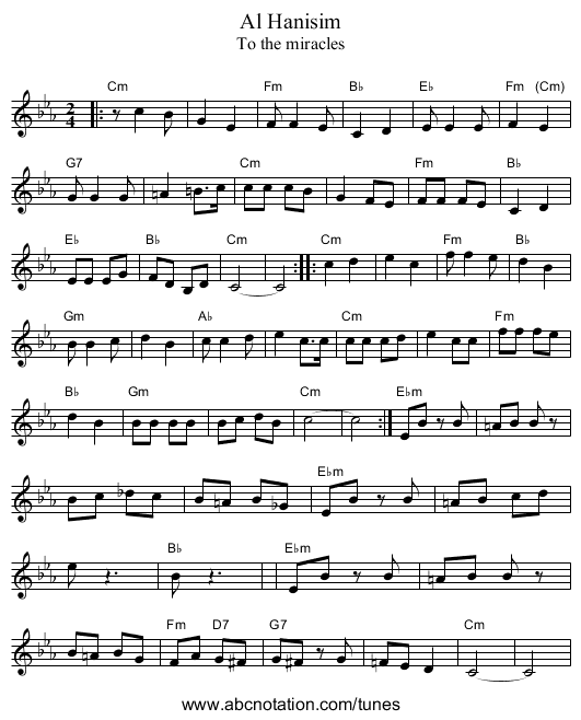 Al Hanisim - staff notation