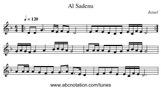 Al Sadenu - staff notation