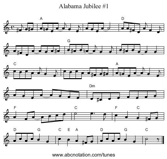 Alabama Jubilee #1 - staff notation