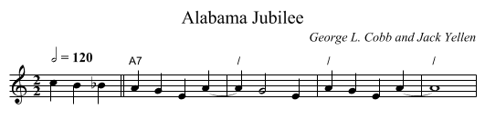 Alabama Jubilee - staff notation