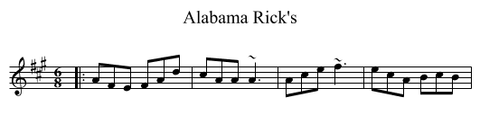 Alabama Rick's - staff notation