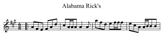 Alabama Rick's - staff notation