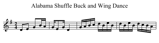 Alabama Shuffle Buck and Wing Dance - staff notation