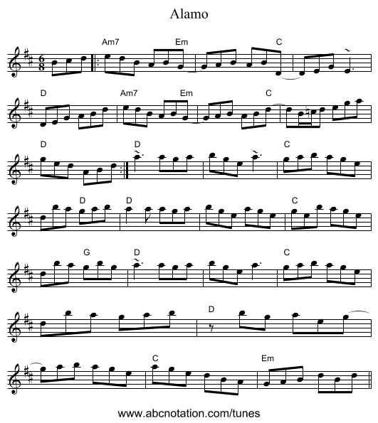 Alamo - staff notation