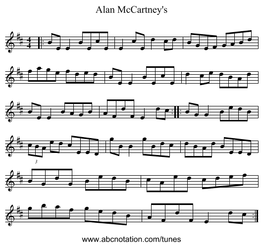 Alan McCartney's - staff notation