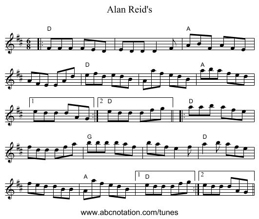 Alan Reid's - staff notation