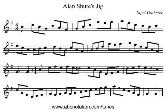 Alan Shute's Jig - staff notation