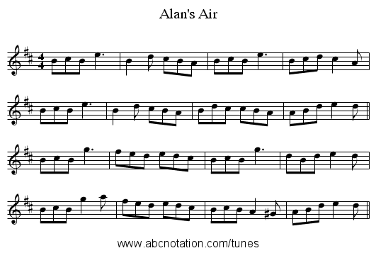 Alan's Air - staff notation