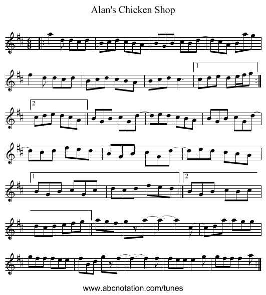 Alan's Chicken Shop - staff notation